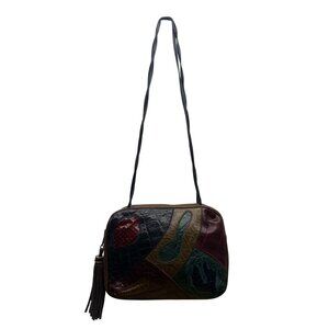 Sharif Women’s Brown Multicolor Leather Patchwork Tassel Accent Shoulder Bag